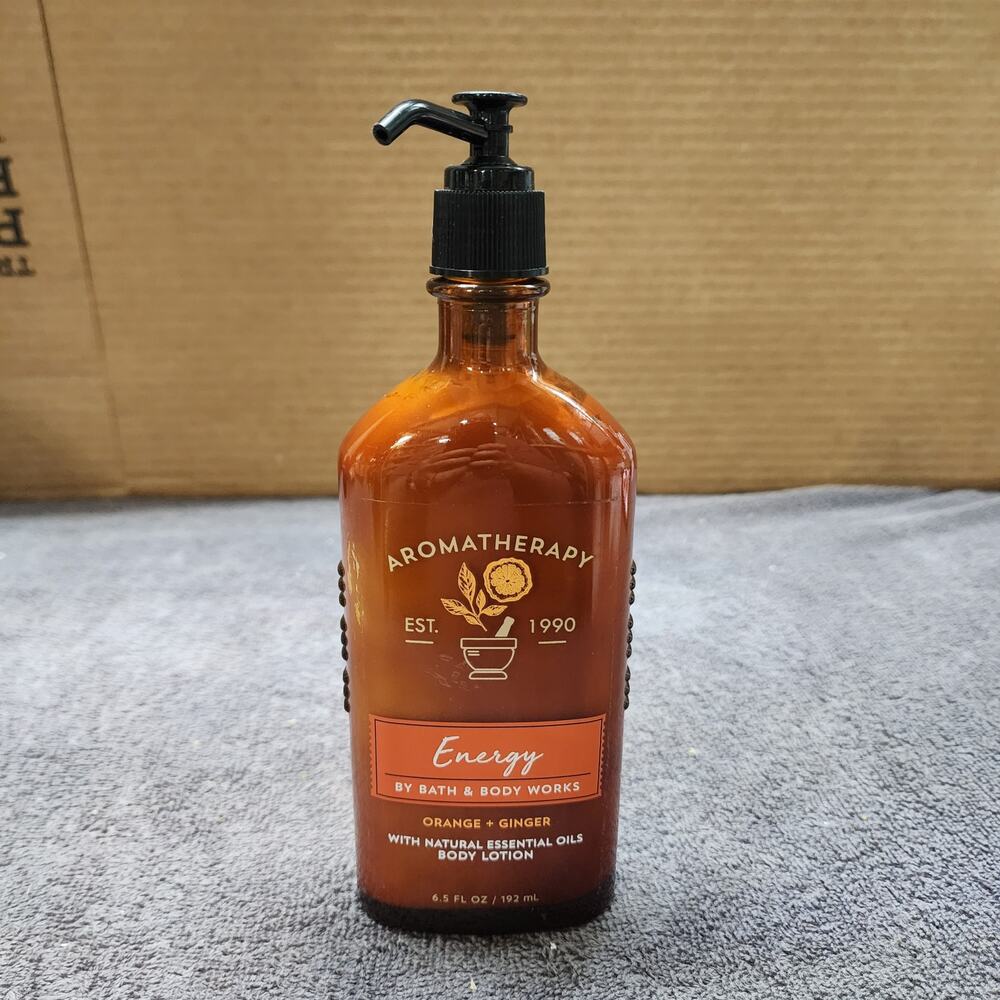 Bath and Body Works Aromatherapy Energy lotion glass bottle full 6.5oz b34